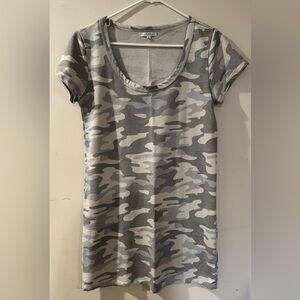 Z Supply Grey Camo Short Sleeve Mini Dress